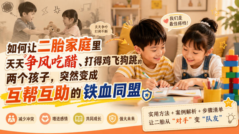 付费文章：如何让二胎家庭里天天争风吃醋、打得鸡飞狗跳的两个孩子，突然变成互帮互助的铁血同盟？-吾爱云课堂