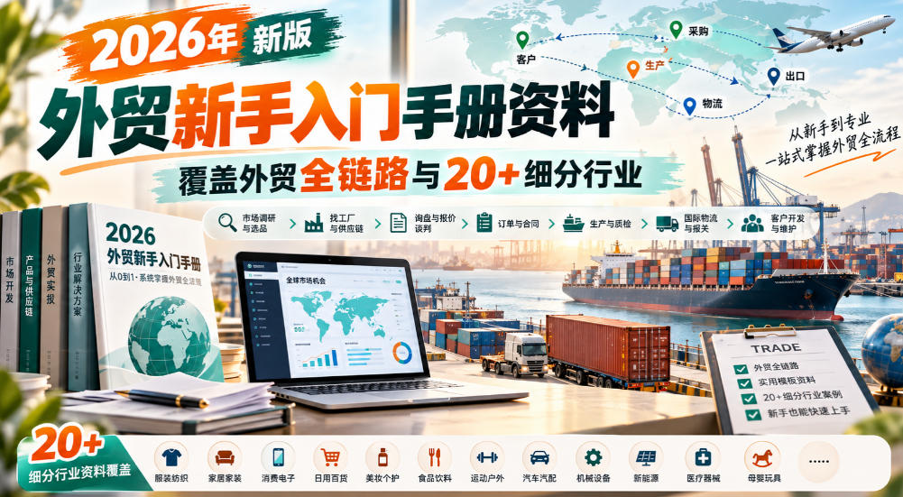 2026年新版外贸新手入门手册资料，覆盖外贸全链路与20+细分行业-吾爱云课堂