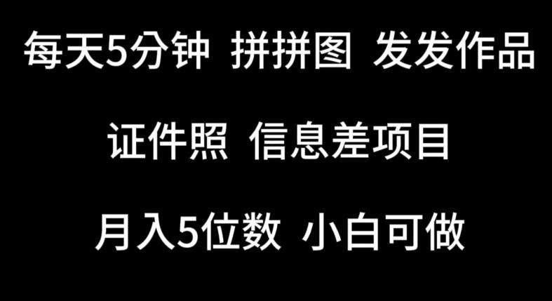 每天5分钟,拼拼图发发作品,证件照信息差项目,小白可做【揭秘】-吾爱云课堂