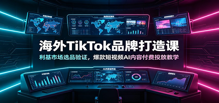 海外TikTok品牌打造课：利基市场选品验证，爆款短视频AI内容付费投放教学-吾爱云课堂