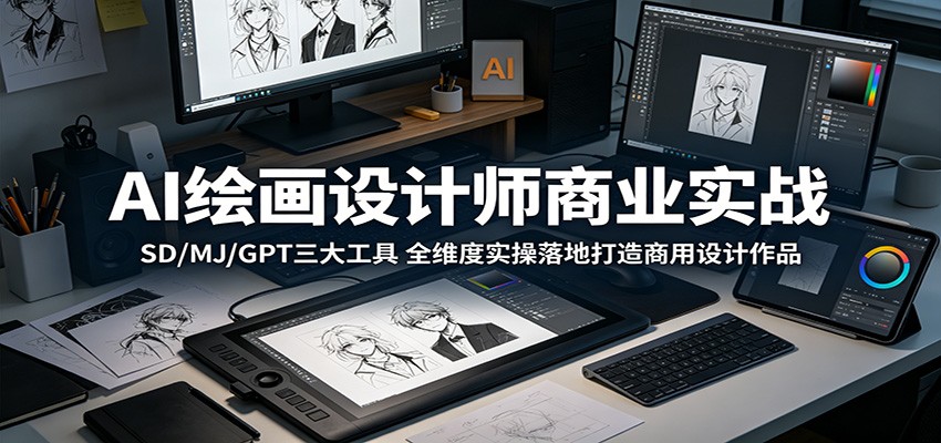 AI绘画设计师商业实战：SD/MJ/GPT三大工具，全维度实操落地打造商用设计作品-吾爱云课堂