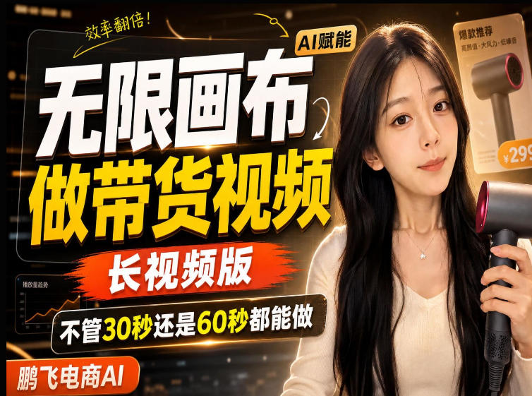 【保姆级教程】无限画布搭建长带货视频，拼接不翻车全程一致，小白跟着步骤也能上手-吾爱云课堂