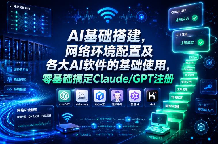 AI基础搭建，网络环境配置及各大AI软件的基础使用，零基础搞定Claude/GPT注册-吾爱云课堂