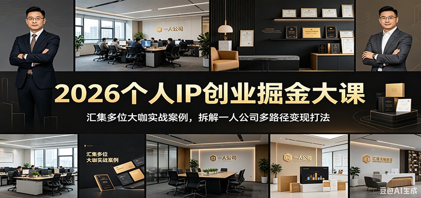 2026个人IP创业掘金大课：汇集多位大咖实战案例，拆解一人公司多路径变现打法-吾爱云课堂