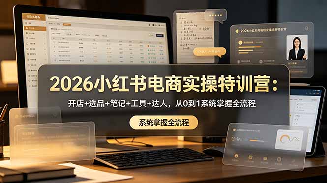 2026小红书电商实操特训营：开店+选品+笔记+工具+达人，从0到1系统掌握全流程-吾爱云课堂