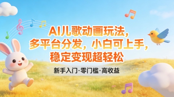 AI儿歌动画玩法，多平台分发，小白可上手，稳定变现超轻松-吾爱云课堂