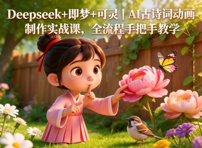 Deepseek+即梦+可灵｜AI古诗词动画制作实战课，全流程手把手教学-吾爱云课堂