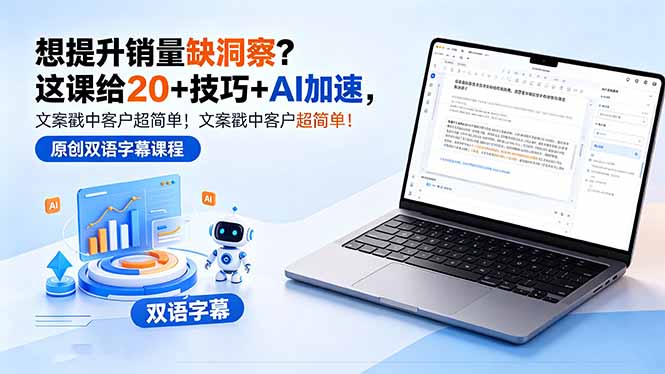 想提升销量缺洞察？这课给 20 + 技巧 + AI 加速，文案戳中客户超简单！【原创双语字幕】-吾爱云课堂
