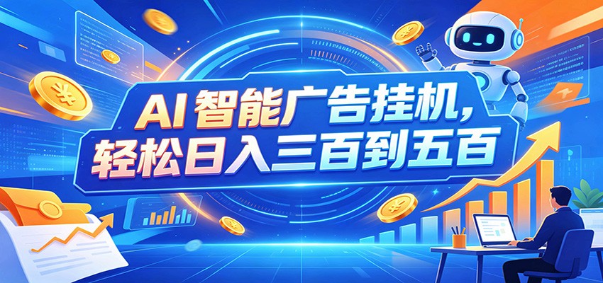 AI智能广告挂机，24小时自动跑，日入300-500，新手零门槛-吾爱云课堂