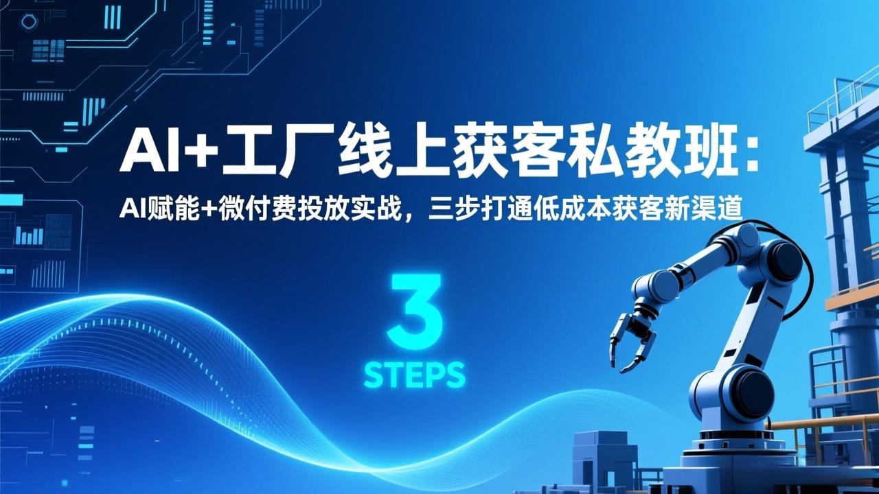 AI+工厂线上获客私教班：AI赋能+微付费投放实战，三步打通低成本获客新渠道-吾爱云课堂