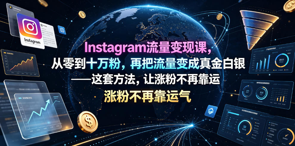 Instagram流量变现课，从零到十万粉，再把流量变成真金白银——这套方法，让涨粉不再靠运气【原创双语字幕】-吾爱云课堂
