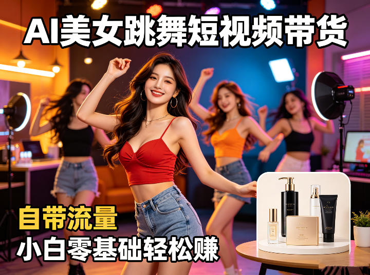 AI美女跳舞短视频带货：自带流量，小白零基础轻松賺，详细拆解-吾爱云课堂