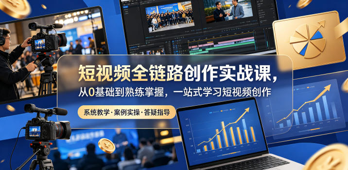 短视频全链路创作实战课，从0基础到熟练掌握，一站式学习短视频创作-吾爱云课堂
