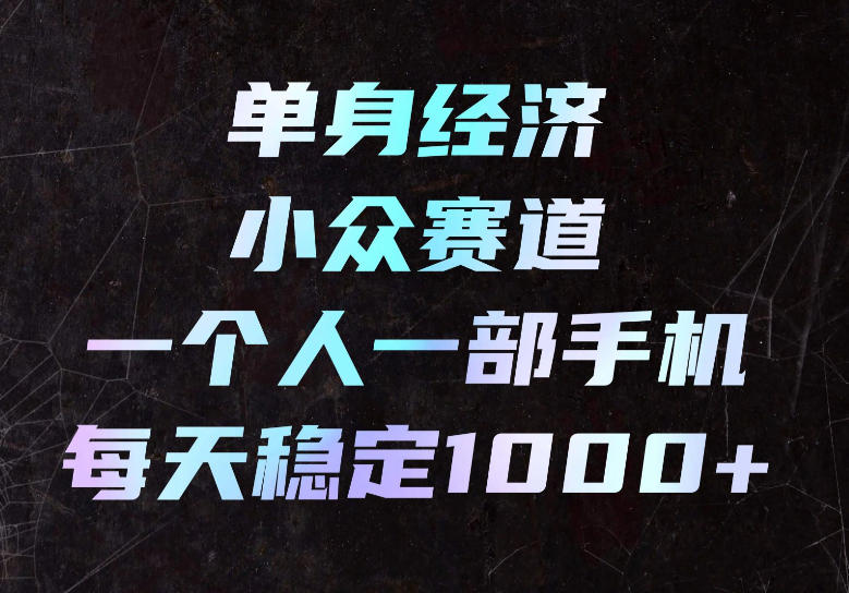 单身经济小众赛道，一个人一部手机，每天稳定1000+，长期可持续的赛道【揭秘】-吾爱云课堂