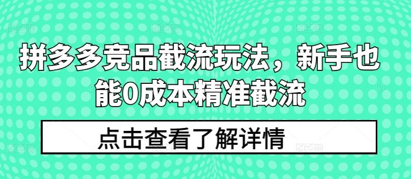 拼多多竞品截流玩法,新手也能0成本精准截流-吾爱云课堂