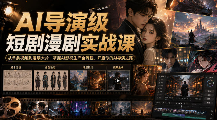 AI导演级短剧漫剧实战课,从单条视频到连续大片,掌握AI影视生产全流程,开启你的AI导演之路!-吾爱云课堂