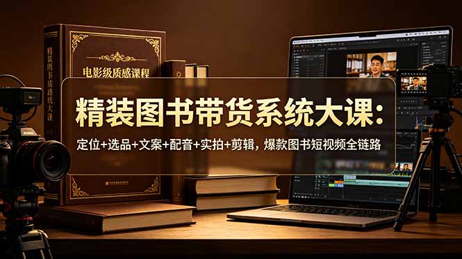 精装图书带货系统大课：定位+选品+文案+配音+实拍+剪辑，爆款图书短视频全链路-吾爱云课堂