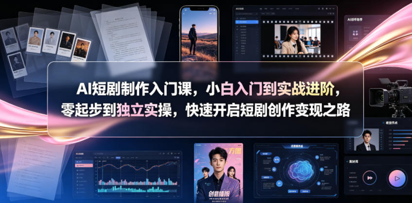 AI短剧制作入门课，小白入门到实战进阶，零起步到独立实操，快速开启短剧创作变现之路-吾爱云课堂