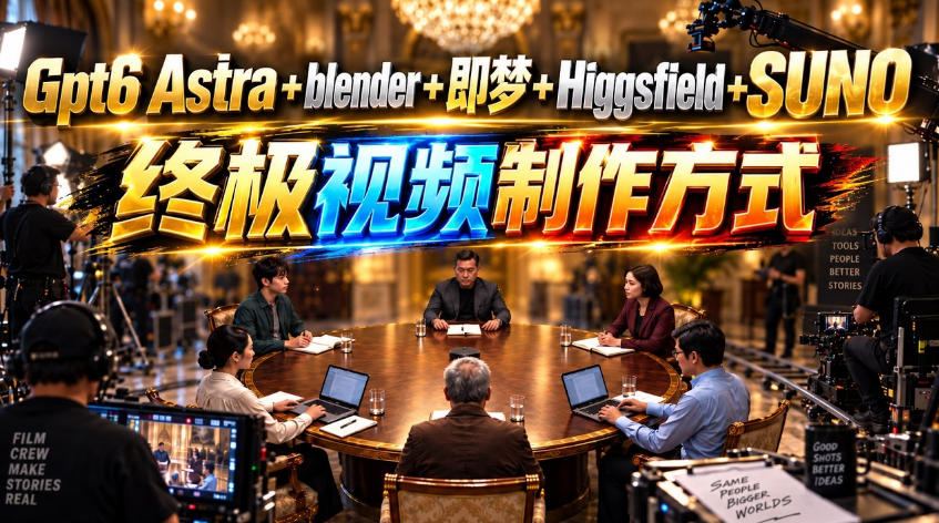 GPT-6 Astra+Blender+即梦+Higgsfield+Suno=终极视频制作方式！-吾爱云课堂