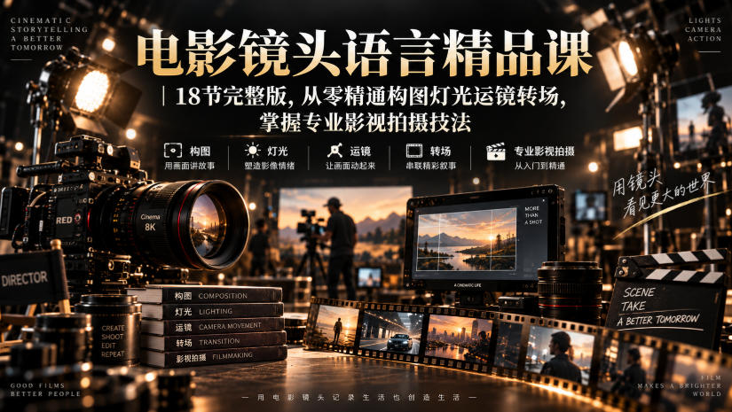 电影镜头语言精品课｜18节完整版，从零精通构图灯光运镜转场，掌握专业影视拍摄技法-吾爱云课堂