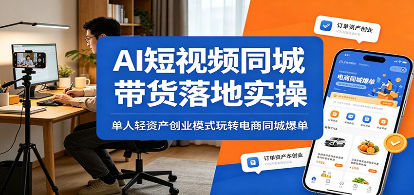 AI短视频同城带货落地实操：单人轻资产创业模式玩转电商同城爆单-吾爱云课堂