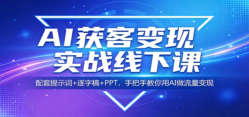 AI获客变现实战线下课：配套提示词+逐字稿+PPT，手把手教你用AI做流量变现-吾爱云课堂
