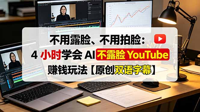 不用露脸、不用拍脸：4 小时学会 AI 不露脸 YouTube 赚钱玩法【原创双语字幕】-吾爱云课堂