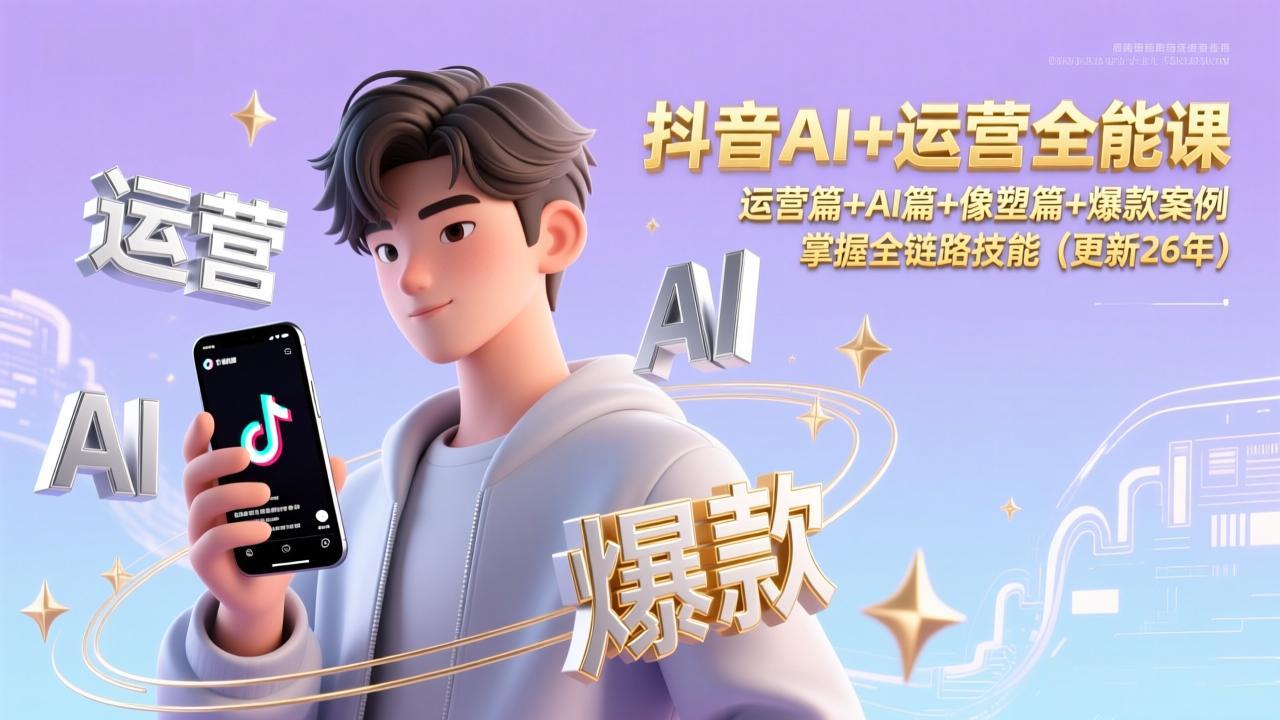抖音AI+运营全能课，运营篇+AI篇+像塑篇+爆款案例，掌握全链路技能(更新26年-吾爱云课堂