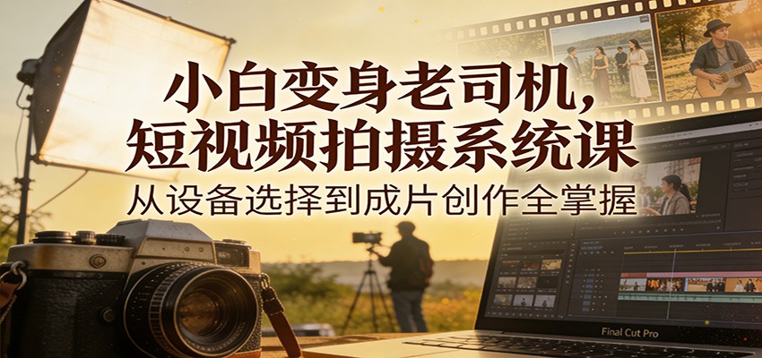 小白变身老司机，短视频拍摄系统课，从设备选择到成片创作全掌握-吾爱云课堂