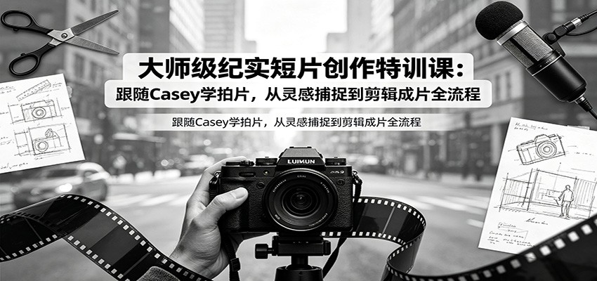大师级纪实短片创作特训课:跟随Casey学拍片,从灵感捕捉到剪辑成片全流程-吾爱云课堂