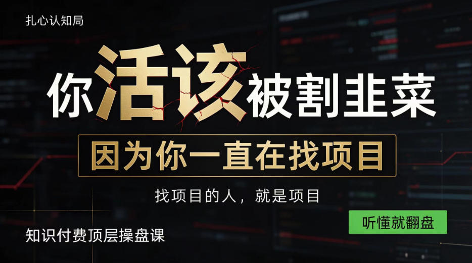 做项目不如卖项目，做知识付费自己当老板，知识付费顶层操盘课，听懂就翻盘【揭秘】-吾爱云课堂