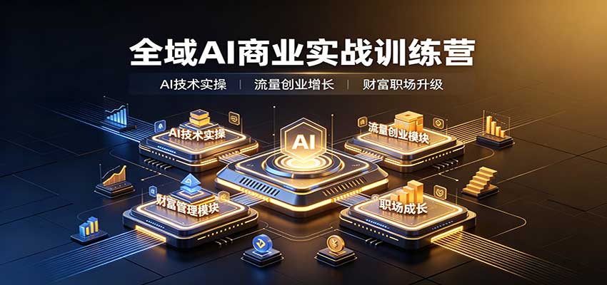 全域AI商业实战训练营:涵盖AI技术实操、流量创业、财富管理与职场成长全体系内容-吾爱云课堂