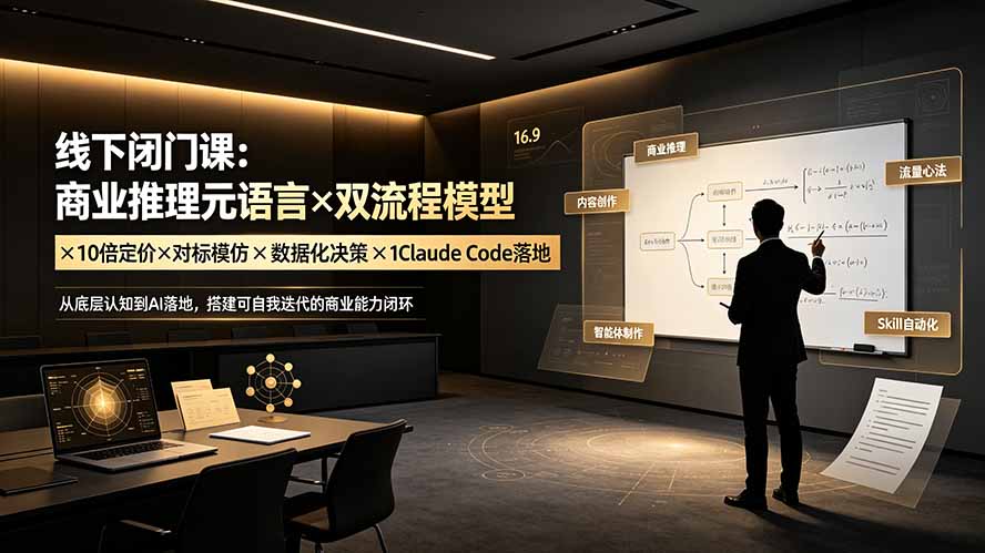 线下闭门课：商业推理元语言×双流程模型×10倍定价×对标模仿×数据化决策×Claude Code落地，击穿认知盲区-吾爱云课堂