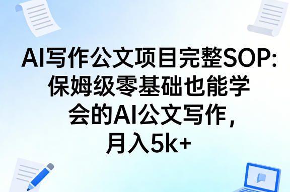 AI写作公文项目完整SOP，保姆级零基础也能学会的AI公文写作，月入5k+-吾爱云课堂