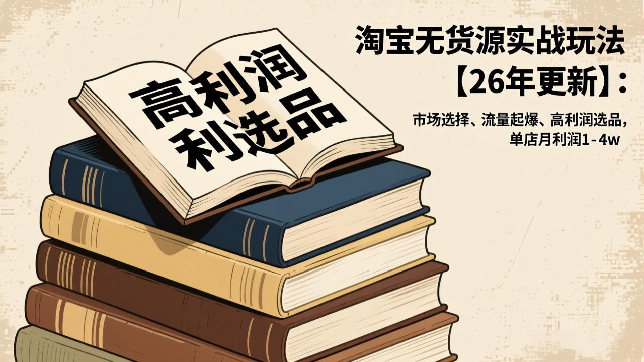 淘宝无货源实战玩法【26年更新】：市场选择、流量起爆、高利润选品，单店月利润1-4w-吾爱云课堂