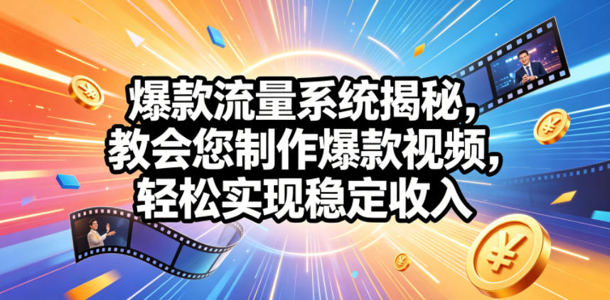 爆款流量系统揭秘，教会您制作爆款视频，轻松实现稳定收入【原创双语字幕】-吾爱云课堂