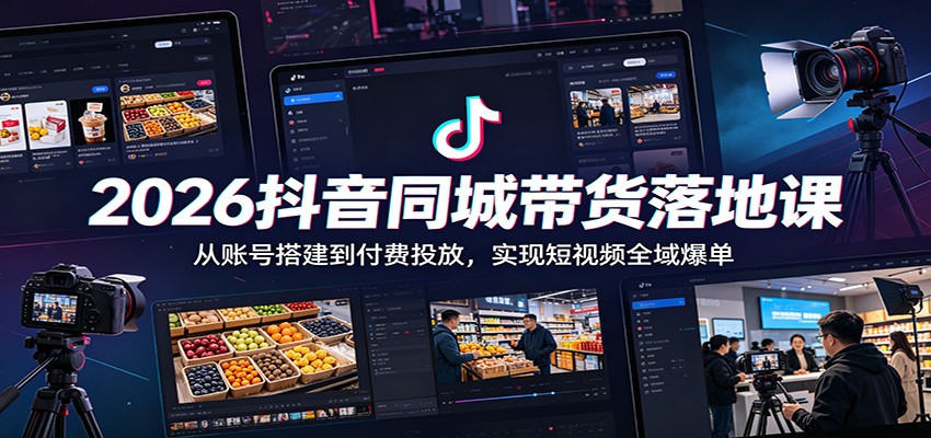 2026抖音同城带货落地课：从账号搭建到付费投放，实现短视频全域爆单-吾爱云课堂