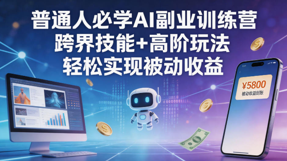 普通人必学AI副业训练营跨界技能+高阶玩法轻松实现被动收益-吾爱云课堂