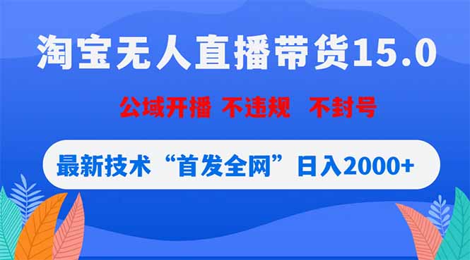 淘宝无人直播带货15.0，不封号，不违规，公域玩法，首发全网日入2000+-吾爱云课堂