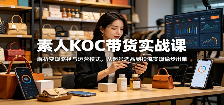 素人KOC带货实战课：解析变现路径与运营模式，从起号选品到投流实现稳步出单-吾爱云课堂