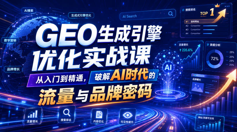 GEO生成引擎优化实战课,从入门到精通,破解AI时代的流量与品牌密码-吾爱云课堂