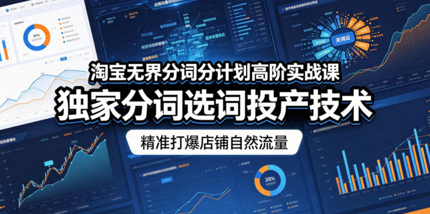 淘宝无界分词分计划高阶实战课，独家分词选词投产技术，精准打爆店铺自然流量-吾爱云课堂