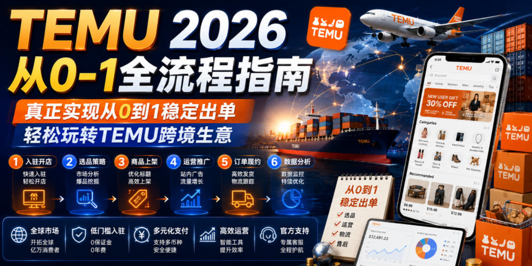 TEMU 2026从0-1全流程指南，真正实现从0到1稳定出单，轻松玩转TEMU跨境生意-吾爱云课堂