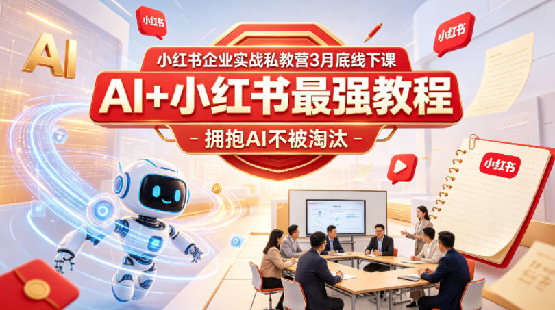 小红书企业实战私教营3月底线下课，AI+小红书最强教程，拥抱AI不被淘汰-吾爱云课堂