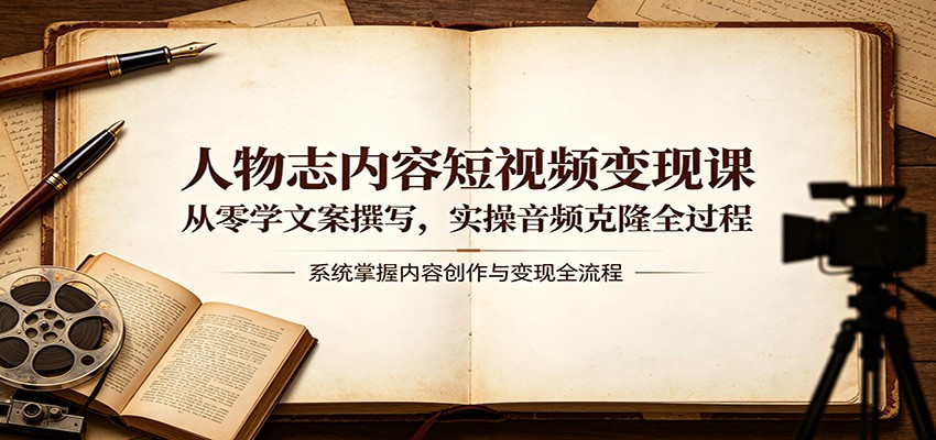 人物志内容短视频变现课：从零学文案撰写，实操音频克隆全过程-吾爱云课堂