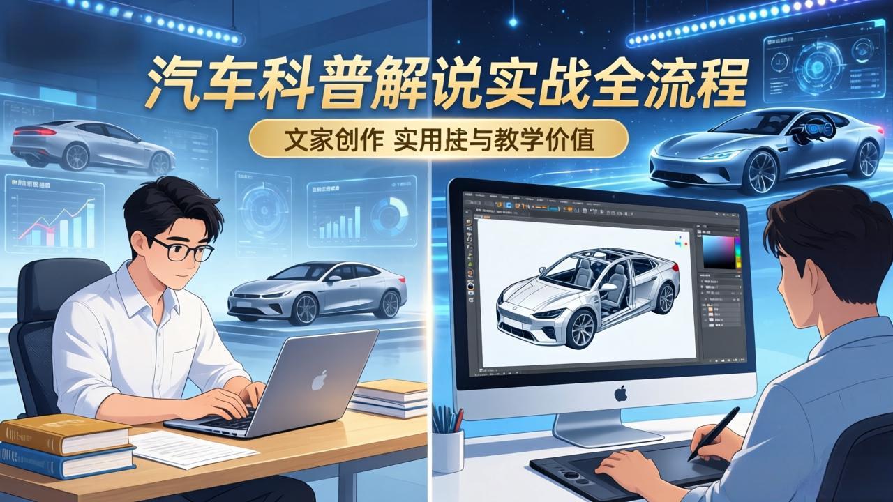 抖音汽车科普解说实战：文案+动画+画面处理+去水印全流程，打造专业汽车科普视频-吾爱云课堂