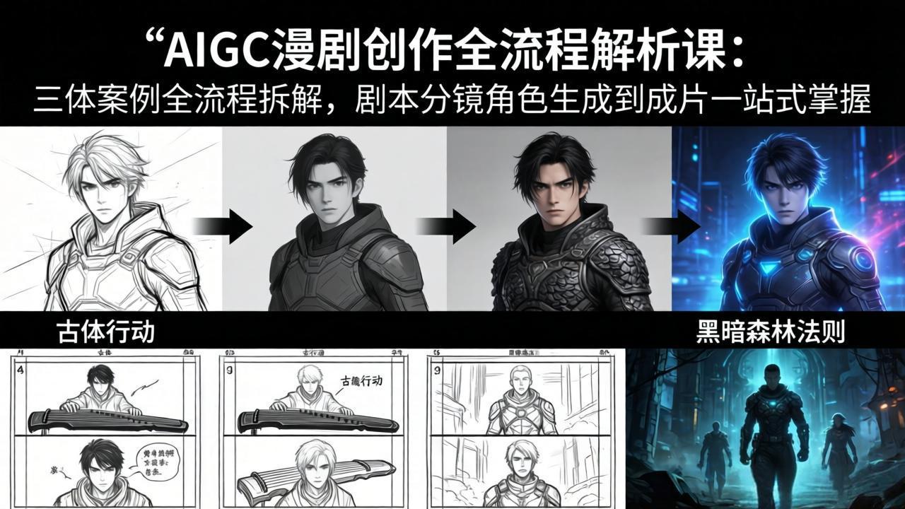 AIGC漫剧创作全流程解析课：三体案例全流程拆解，剧本分镜角色生成到成片一站式掌握-吾爱云课堂