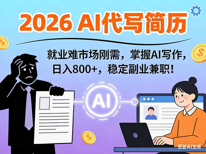 AI代写简历，超暴利，用万能模板月入1-3万实战教程，2026年市场刚需！-吾爱云课堂