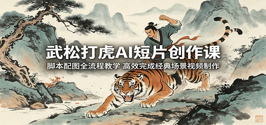 武松打虎AI短片创作课：脚本配图全流程教学，高效完成经典场景视频制作-吾爱云课堂