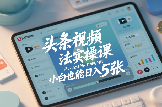 头条视频玩法实操课，从0-1全细节头条所有问题，小白也能日入5张-吾爱云课堂